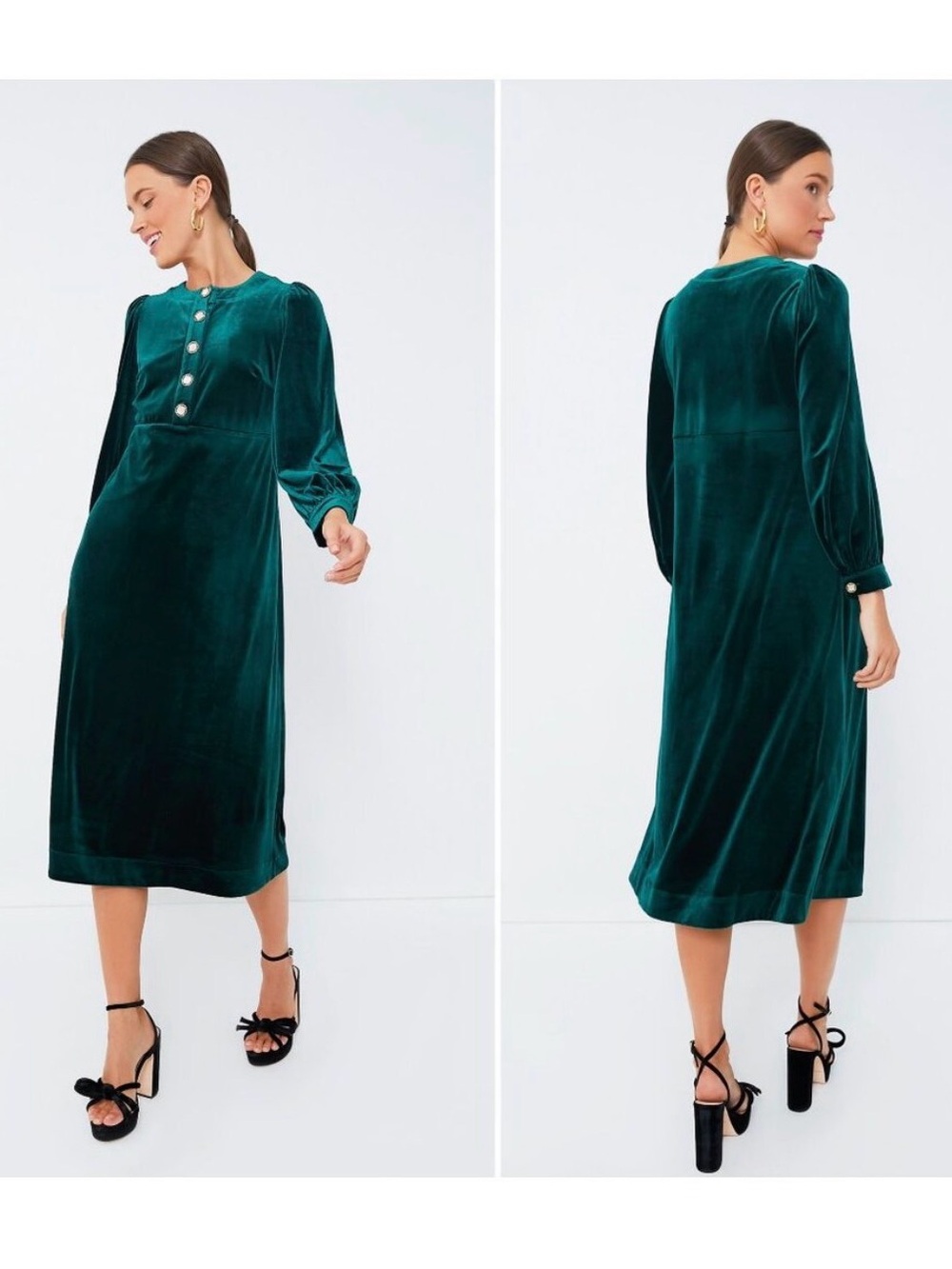 Tuckernuck Pomander Place Arabella Dress in Emerald Green Velvet Size Small